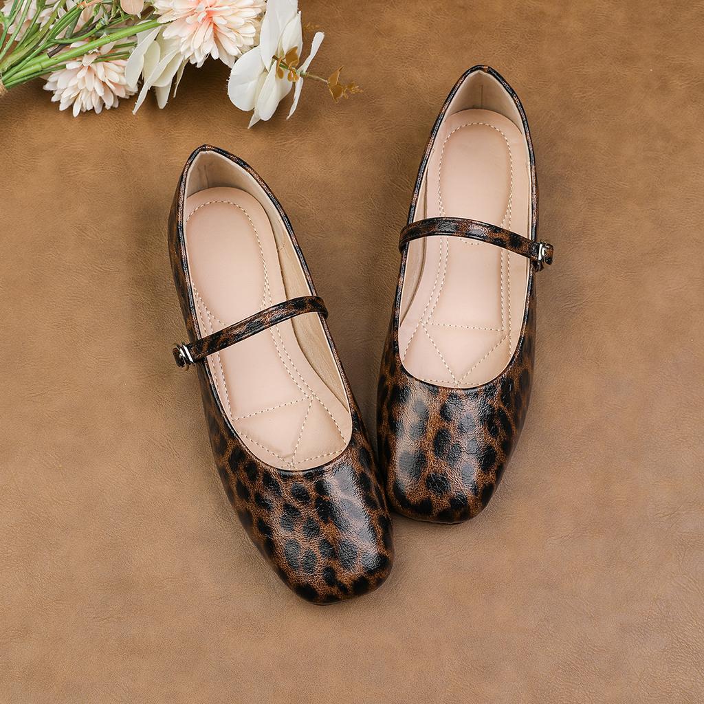 Fashion Flat Shoes for Women 2025 Spring and Autumn Mary Jane Women's Leopard Print Flat Casual Shallow Plus Size Women's Shoes 44 42 43