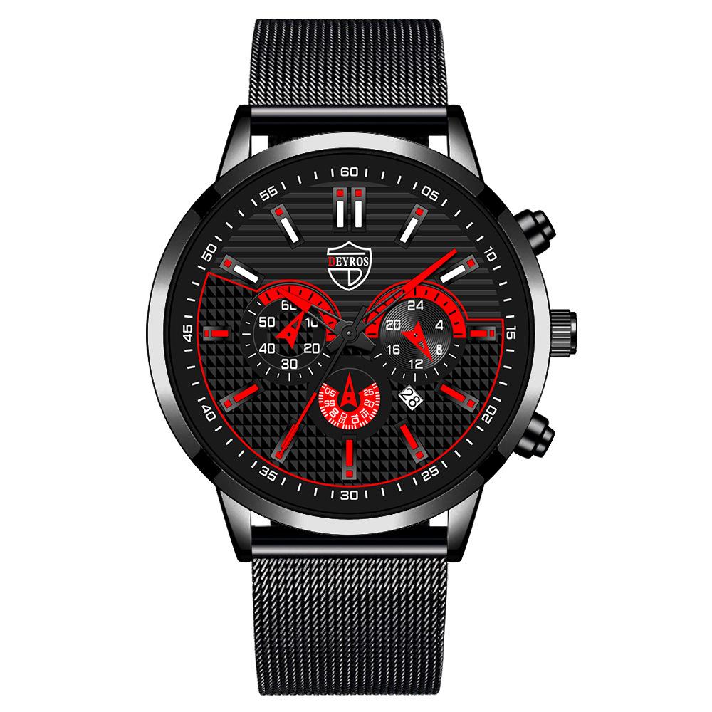 Trendy Men'S Watch Student Quartz Watch Stainless Steel Watch Calendar