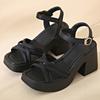 Thick-soled Fairy Wind Cross-strapped Sandals Female Early Spring New Muffin Thick-soled Square Head One-word Buckle Sandals