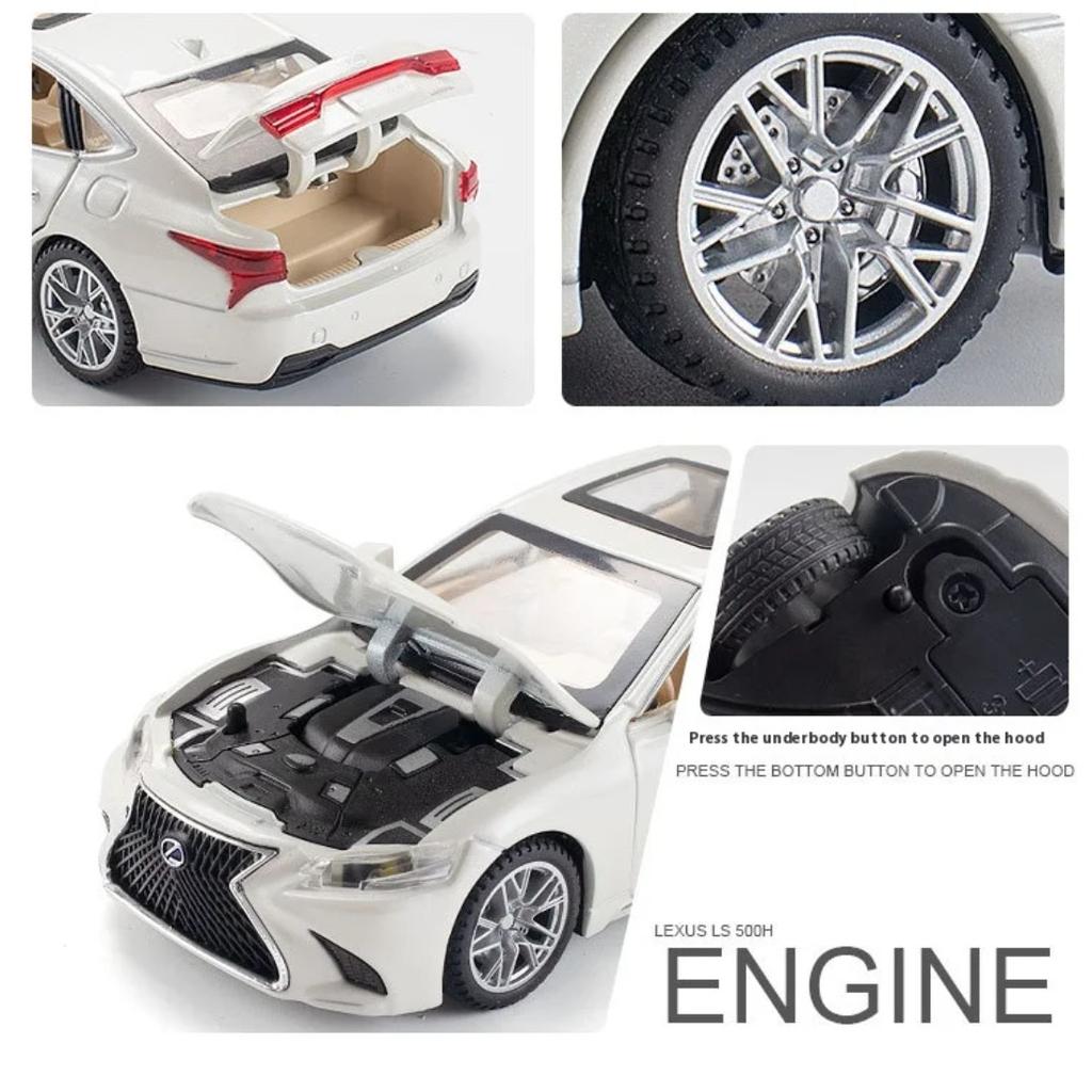 Lexus LS500H Modellauto im Maßstab 1:32, aus Metallguss, mit Sound und Lichteffekten, Sammlerstück, Geschenk für Jungen, ideal für die Inneneinrichtung.