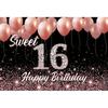 Sparkling Diamond Theme 16th Birthday Party Banner Shooting Background, Sweet Pink Balloon Banner Photography Studio Background3