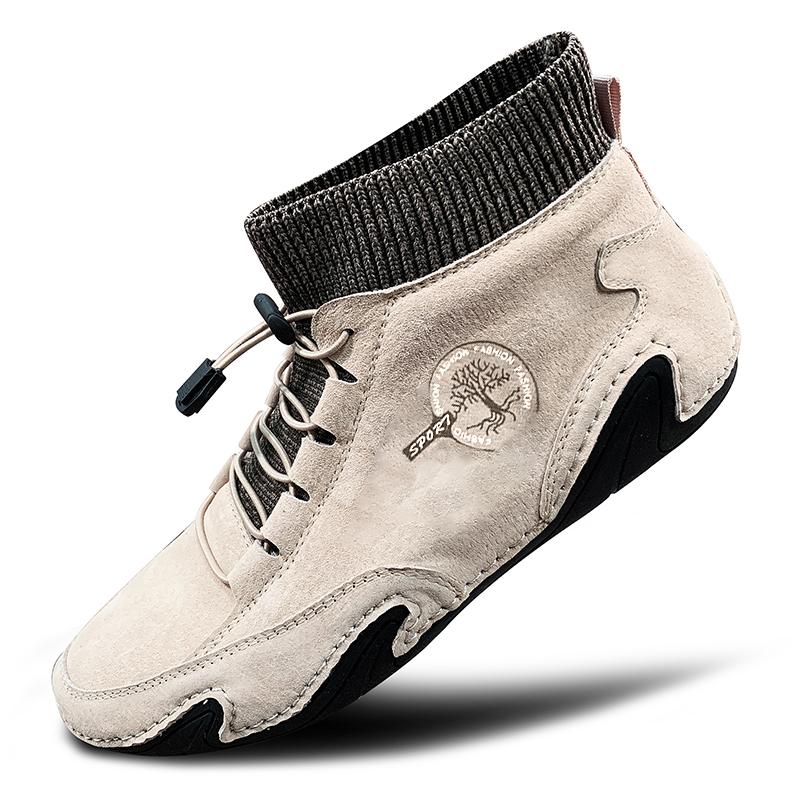 Men's Leather Casual Shoes 2025 Waterproof Lightweight High Top Sneakers Boots Non Slip Winter Shoes Men Loafers Walking Shoes