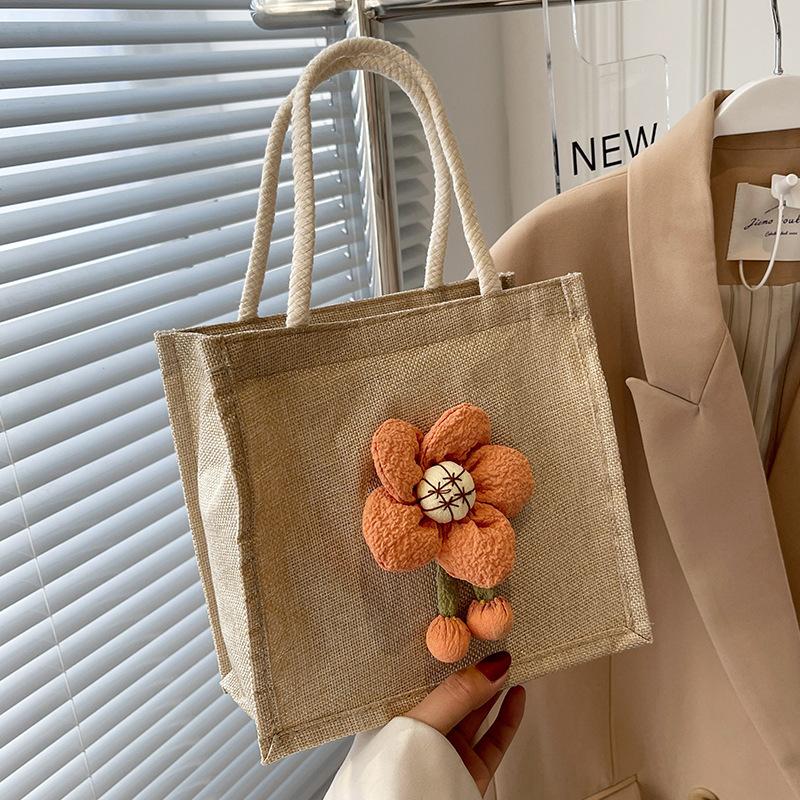 Cute Linen Student Carrying Rice Bags for Women Ins Fresh and Fresh Work Commuting To Store Lunch Boxes and Small Bags for Hand