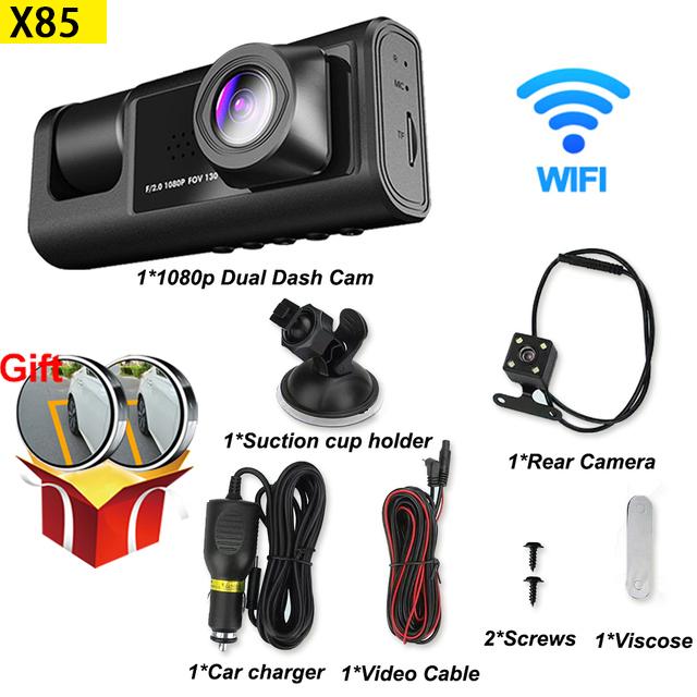 Car Dvr 3Channel WiFi Dash Cam for Cars Camera 1080P Video Recorder Rear View Camera for Vehicle Car DV RBlack Box Car Accessory