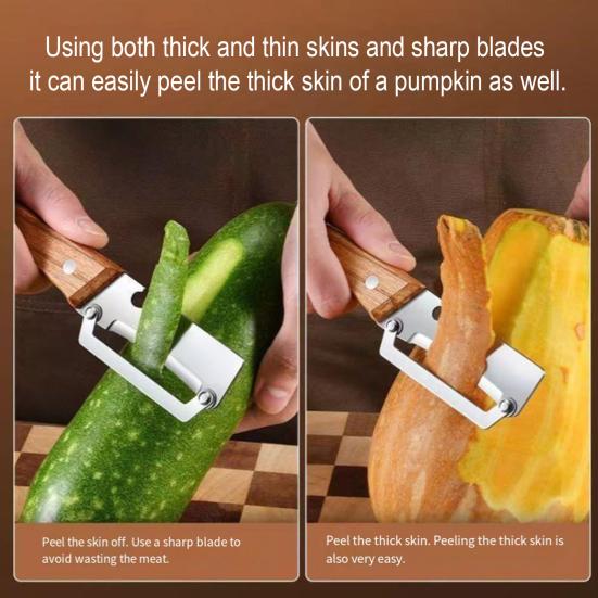 Yousheng Vegetable Peeler with Wooden Handle Stainless Steel Blade Bottle Opener Non-Slip Grip Fruit Peeler for Potatoes Carrots Fruits