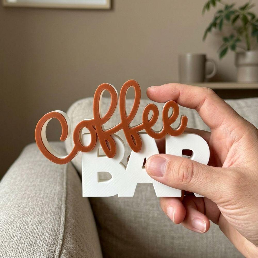 Coffee Themed Coffee Tray Decor Figurine Two-Tone Color Home Coffee Nook Decor Kitchen Counter