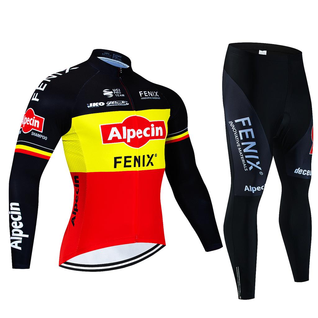 2026 Alpecin Deceuninck Paesi Bassi Set Maglia Ciclismo Manica Lunga Van der Poel Abbigliamento Giacca Termica Bici Tuta Pantaloni Salopette MTB