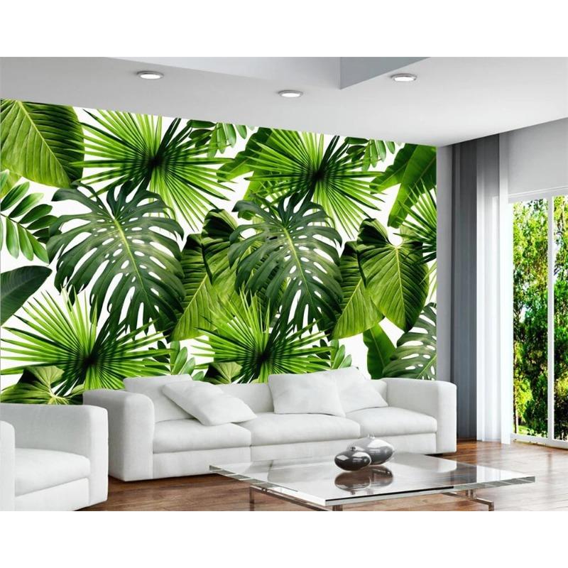 Rainforest Plant Wallpaper Banana Leaf Palm Leaf Mural Living Room Bedroom 3d Wallpaper Home Decor