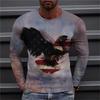 2023 Autumn Plus Size O-Neck Long Sleeve T-shirt Men's Clothing Men's T-shirt 3D Animal Print Top Casual Street Vintage T-shirt