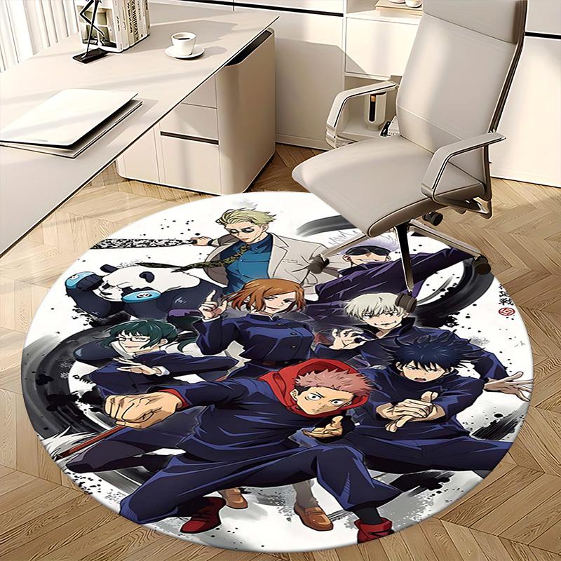 1pc Anime Cartoon Design Round Carpet Office Chair Mat, NonSlip Rug for Home Decor