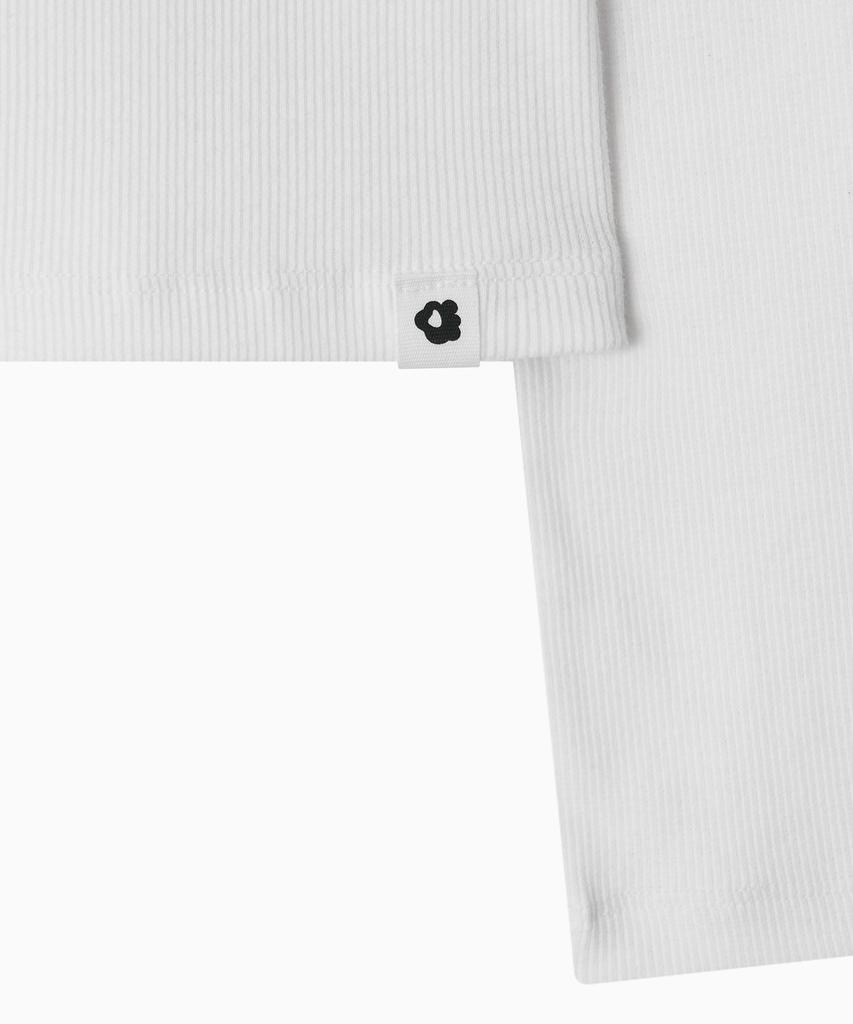 Ohesio Basic Ribbed V-Neck Long Sleeve, White