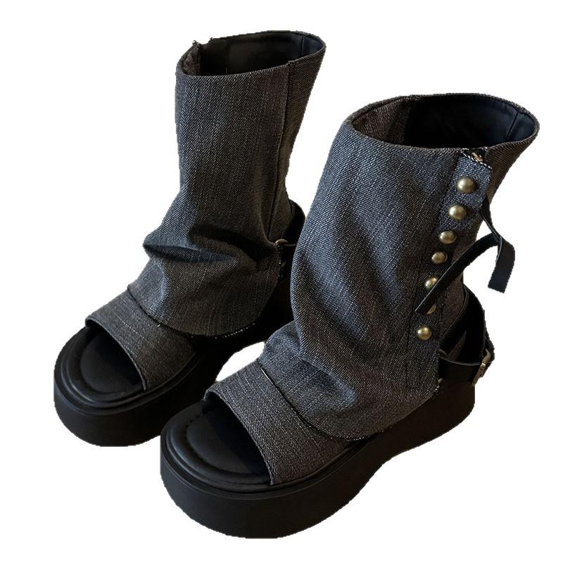 Martin boots women's British style summer 2025 new platform boots explosion small solid color high sandals
