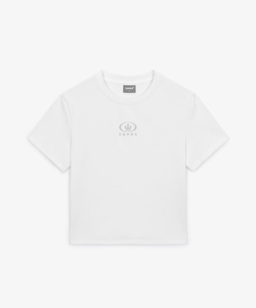 SUPRA Women'S Circle Crown Ribbed Short Sleeve T-Shirt (White)