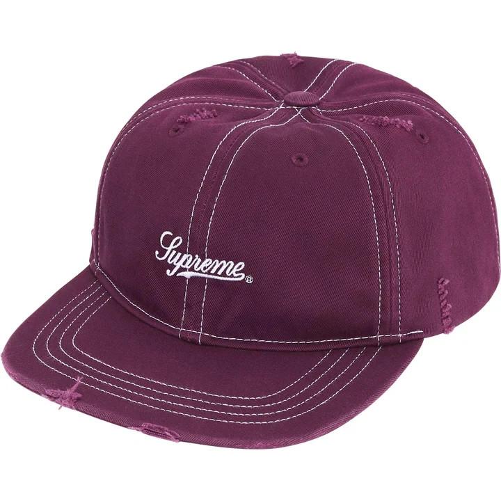 Supreme Distressed Script 6-Panel Dark Purple One-Size