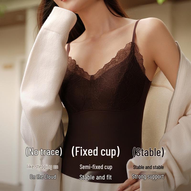 Retro V-Ausschnitt Spitzen-Camisole Push-Up Weste – Französische Mode Vielseitiges Damenoberteil