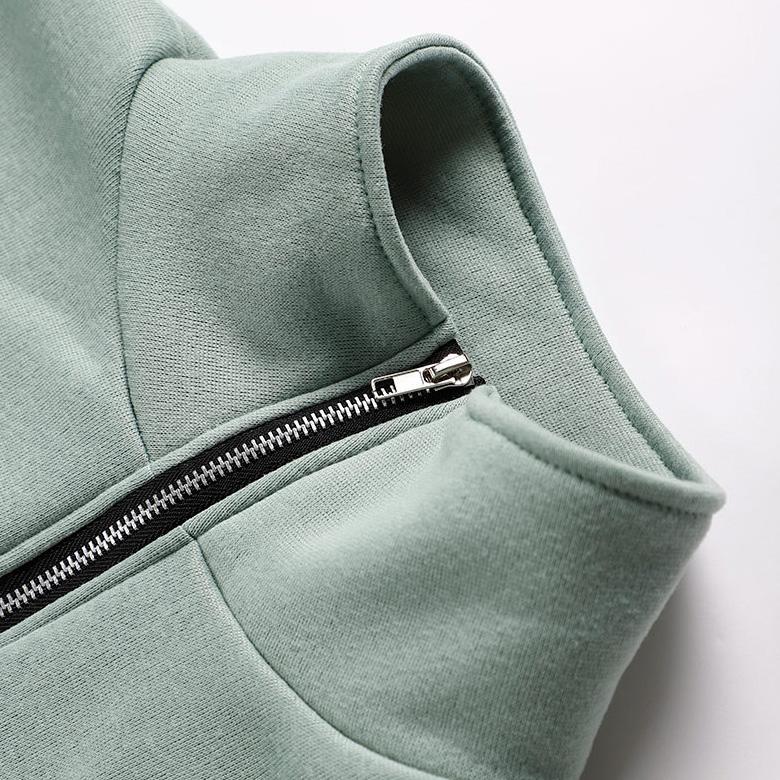 Women Solid Color Long Sleeve Stand Collar Hoodies Suit Autumn Winter Loose Top Wide Leg Pants