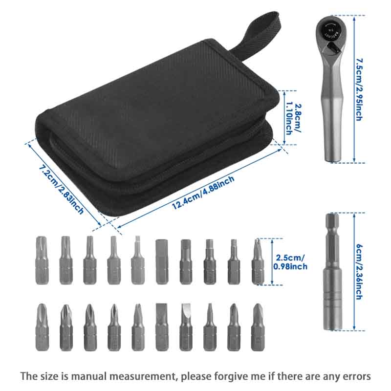 Ratchet Wrench Set 22 in 1 Multifunctional Right Angle Screwdriver Kit Small Mini Ratcheting Screwdriver Combination Set