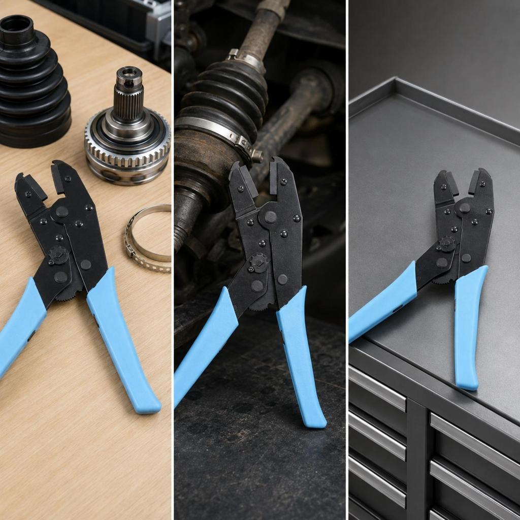 Cage Dust Boot Clamp Pivoting Gripping Surfaces for Garages