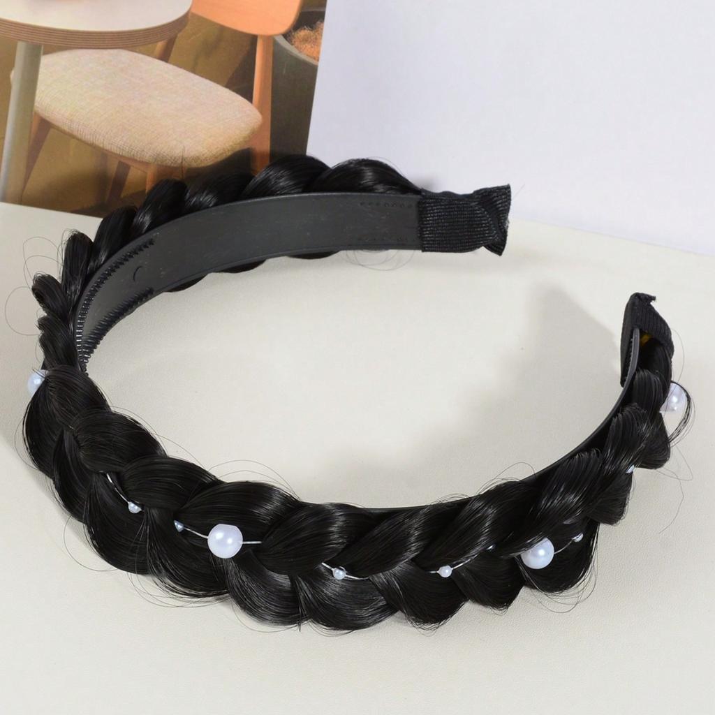1pcs Stylish Anti Slip Fishbone Braid Wig One Piece Headband Women's Hair Accessories Suitable for Dress