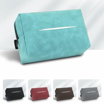Car Tissue Box Holder Nappa Leather Car Center Console Armrest Napkin Box Sun Visor Backseat Tissue Case With Fix Strap
