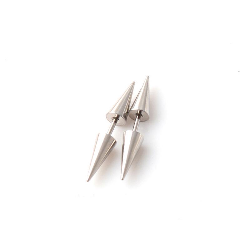 European & American Punk Dumbbell Spike Stud Earrings - Titanium Steel, Trendy Minimalist Design for Men & Women