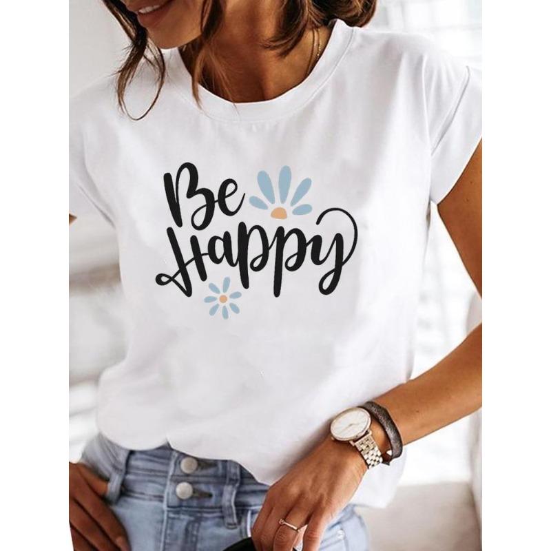 (European Size)  90s Style Women Tee Top Love Heart Cute Short Sleeve Fashion Print Lady Clothing Casual Tshirt Female Graphic T-shirts