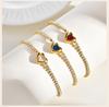 Edelstahl Tennis Kette Herzform Zirkonia Armband für Damen, Elegant 18K Gold Plated Verstellbar Wasserdicht Anlaufgeschützt