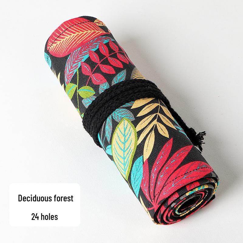 

Холст с принтом осенних листьев Пенал - Сворачивающаяся сумка большой вместимости для 36/48/72 карандашей