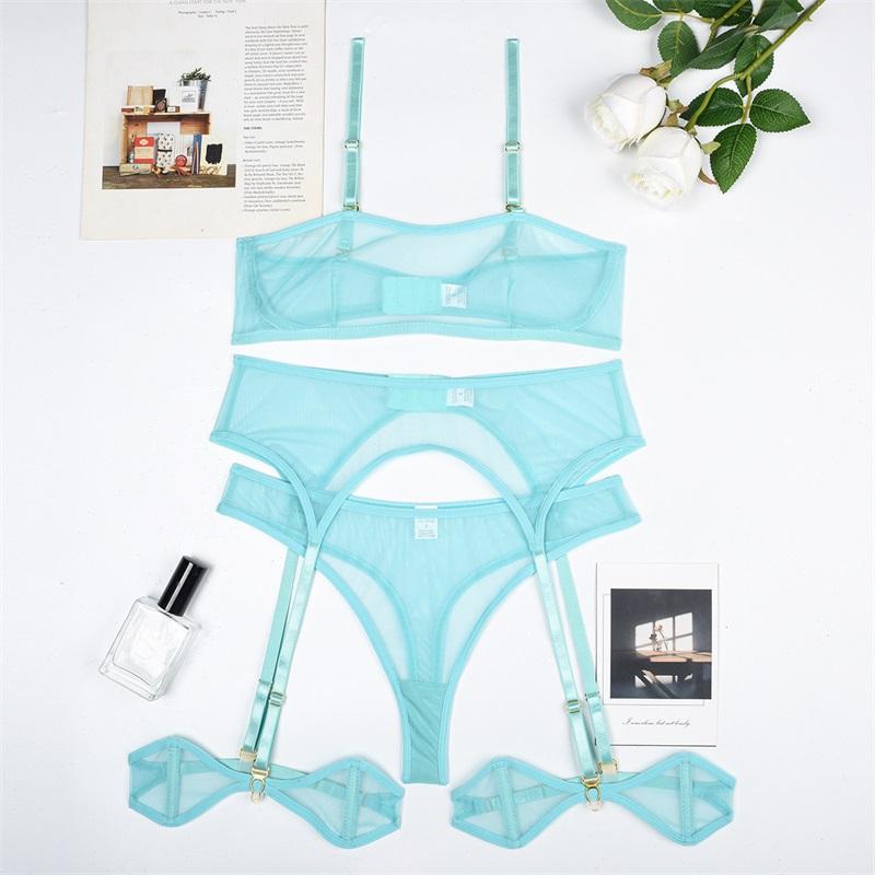 

Aduloty Жіноча сексуальна нижня білизна Літня тонка еротична білизна Wire Free Support Bra Mesh Perspective High Elastic Comfortable Set 19.83 XL світло-зелений колір