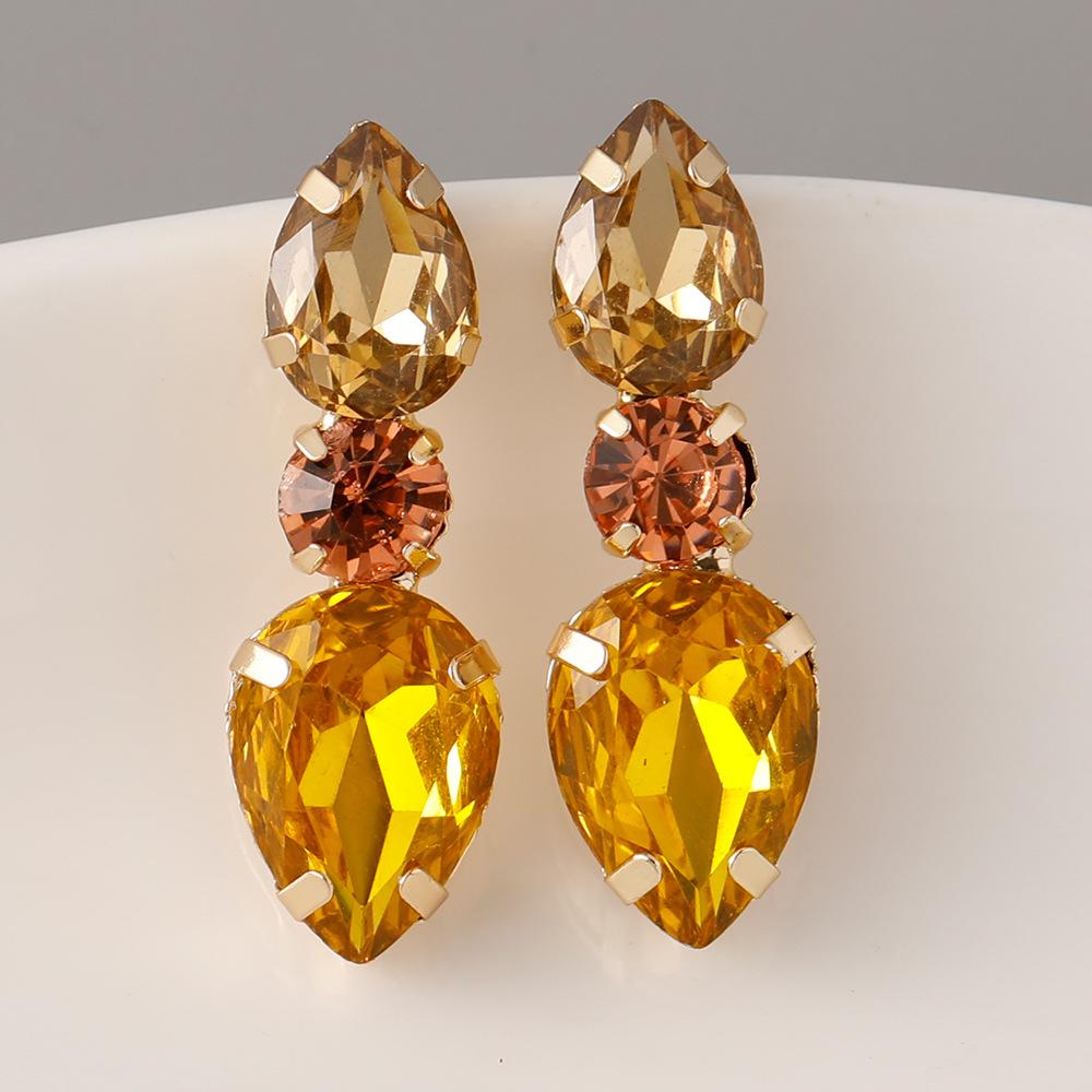 

Корейский новый стиль, красочный дизайн с кристаллами, роскошный кулон со звездами, длинные висячие серьги с кристаллами для женщин, эффектные серьги, ювелирные изделия жёлтый