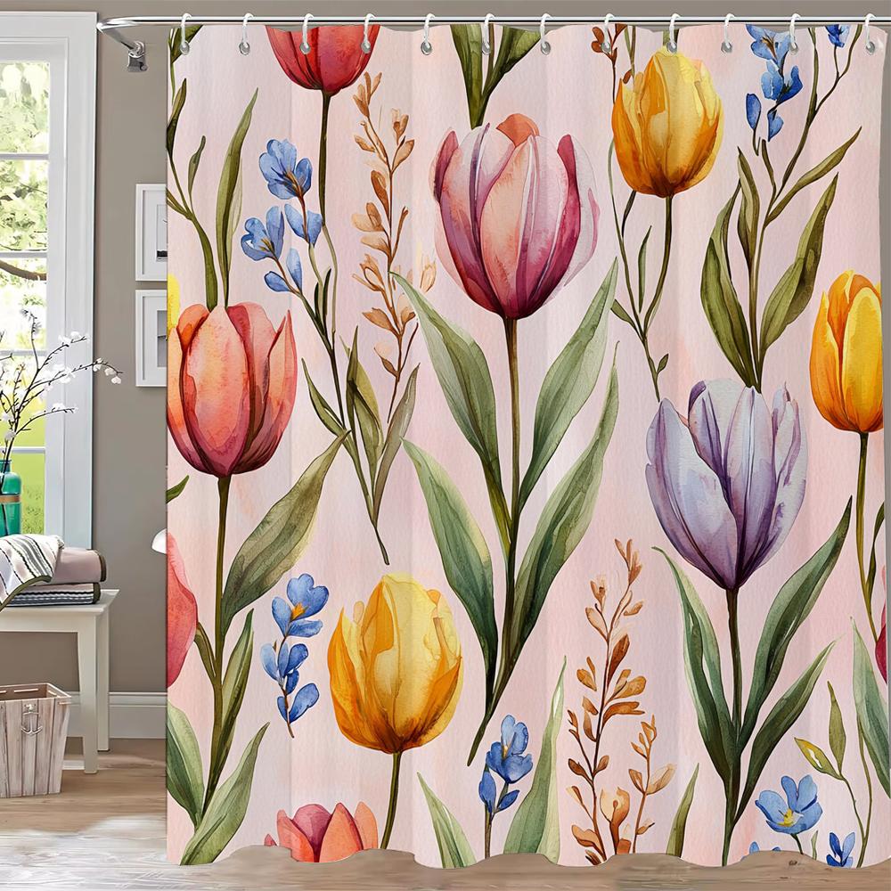 Modern Watercolor Flowers Bathroom Curtain Floral Shower Curtain Bohemian Home Bathroom Decor Polyester Shower Curtains
