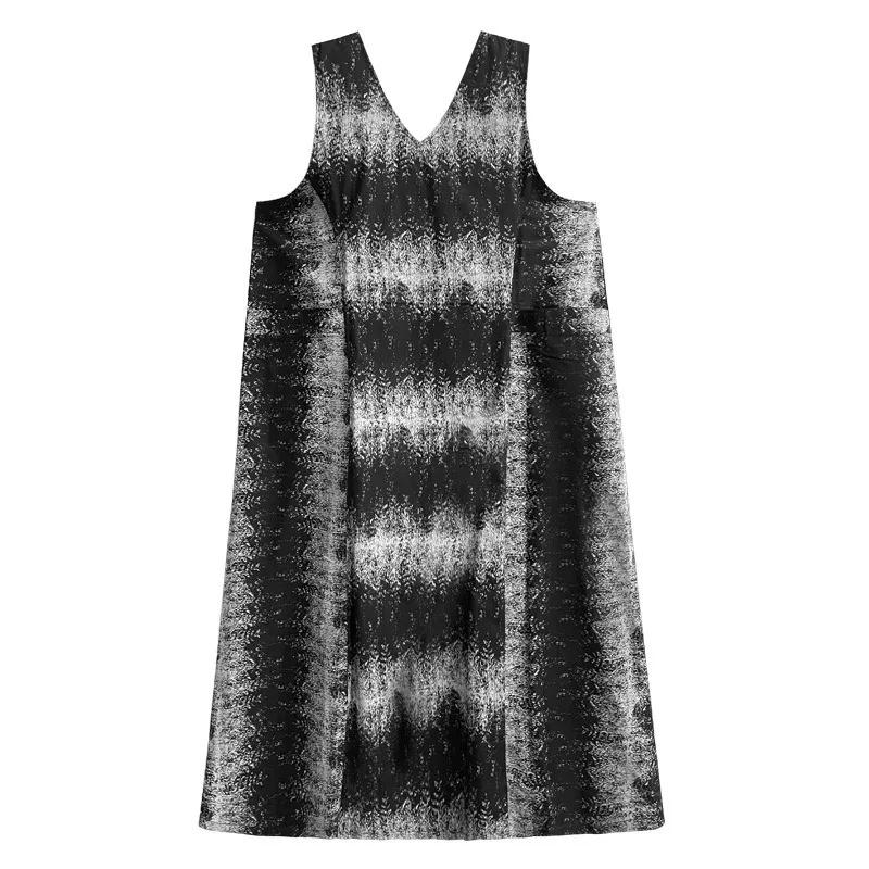 

Xitao Лоскутные карманные платья с V-образным вырезом и тай-дай HQQ2316 One Size чёрный