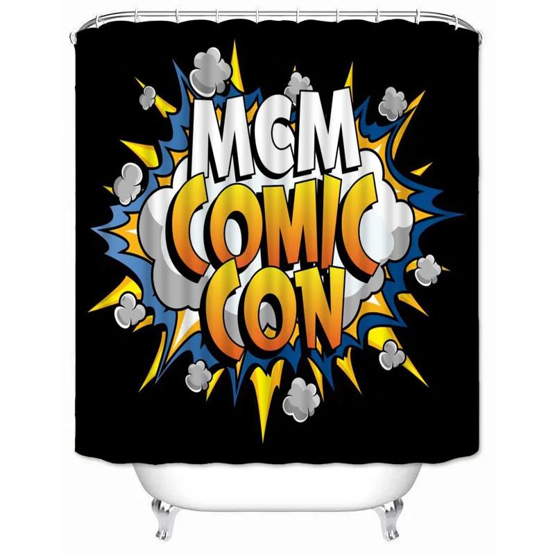 Comic-pop-art Shower Curtain Waterproof Bathroom Decor Polyester Fabric Bath Screen Bathtub Curtains with Hooks Shower Curtains