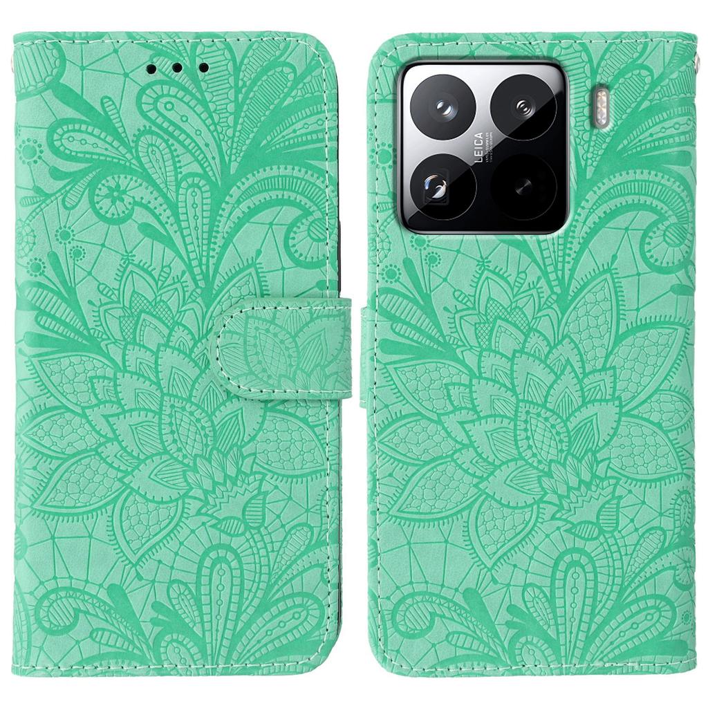For Xiaomi 15 Pro Case Lace Flowers PU Leather Flip Wallet Phone Cover
