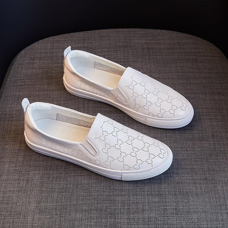 The New First-layer Cowhide Women's Shoes Are Simple, Soft, Flat-bottomed and Comfortable, Lazy Shoes, Overfitting Lefu Genuine Leather  Shoes.