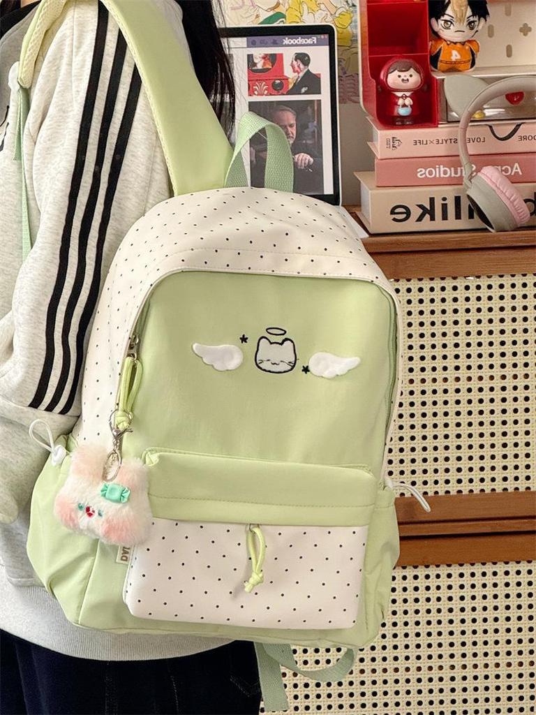 Schoolbag Japanese cute angel cat small backpack vitality sweet sister holiday travel shop gentle healing backpack