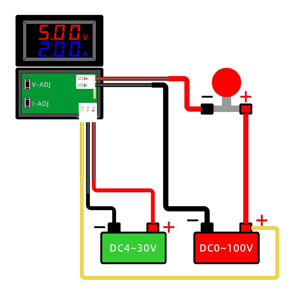 DC0-100V 10A Digital Voltmeter Ammeter CM430 Voltage Current Detector Meter Amp Volt Gauge 0.28" Red Blue LED Dual Display Panel