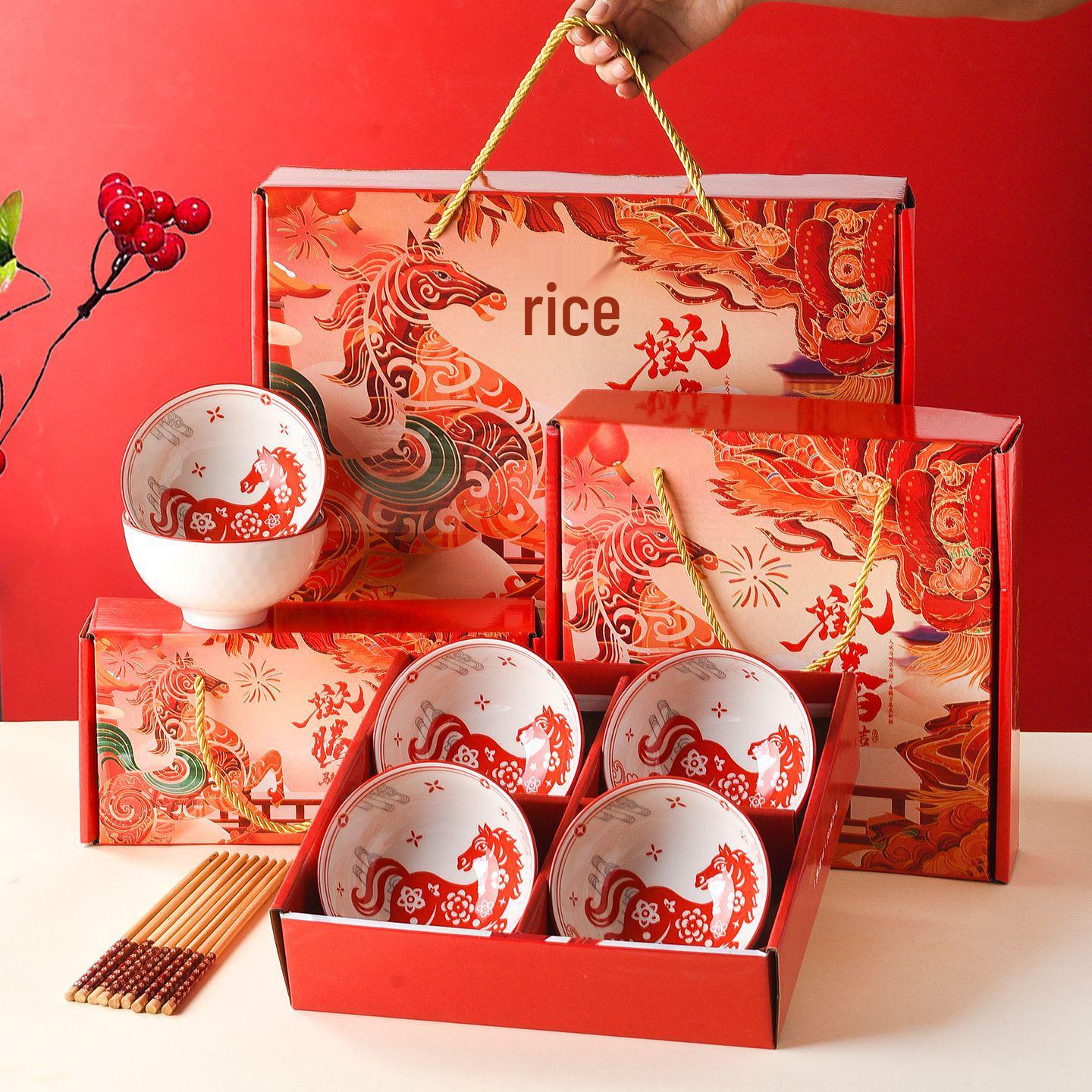 Year of the Horse Ceramic Box: Holiday Souvenir & Corporate Giveaway 2 Bowls