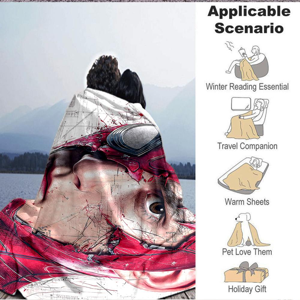 1Pc Spiderman Web Shadows Flannel Blanket, Soft And Comfortable, Casual Warm, Camping Travel, Christmas, Halloween Xmas Gift S1289