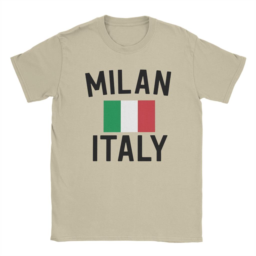 Unisex T Shirt Milan Italy Flag T Shirts Fashion Beach Tee Shirt Awesome Cotton Tops Gift