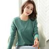 Autumn Winter Long Sleeve Embroidered Letter Slim Fit Base Layer Tee Women Plus Size Top Cotton Style
