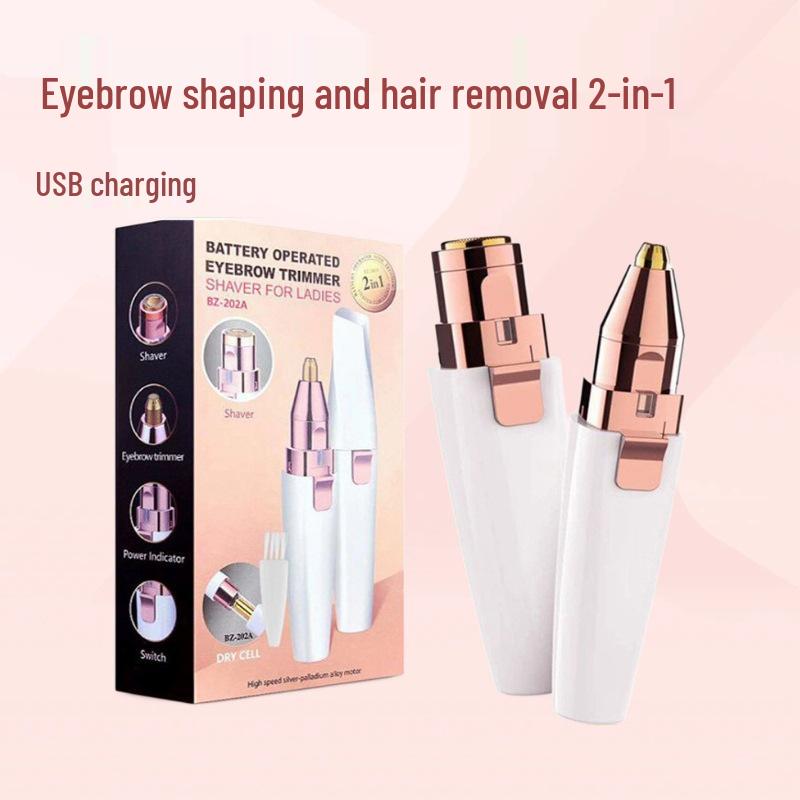 

Триммер для бровей 2-в-1 с USB-подзарядкой и бритва для губной помады для женщин Battery-Powered