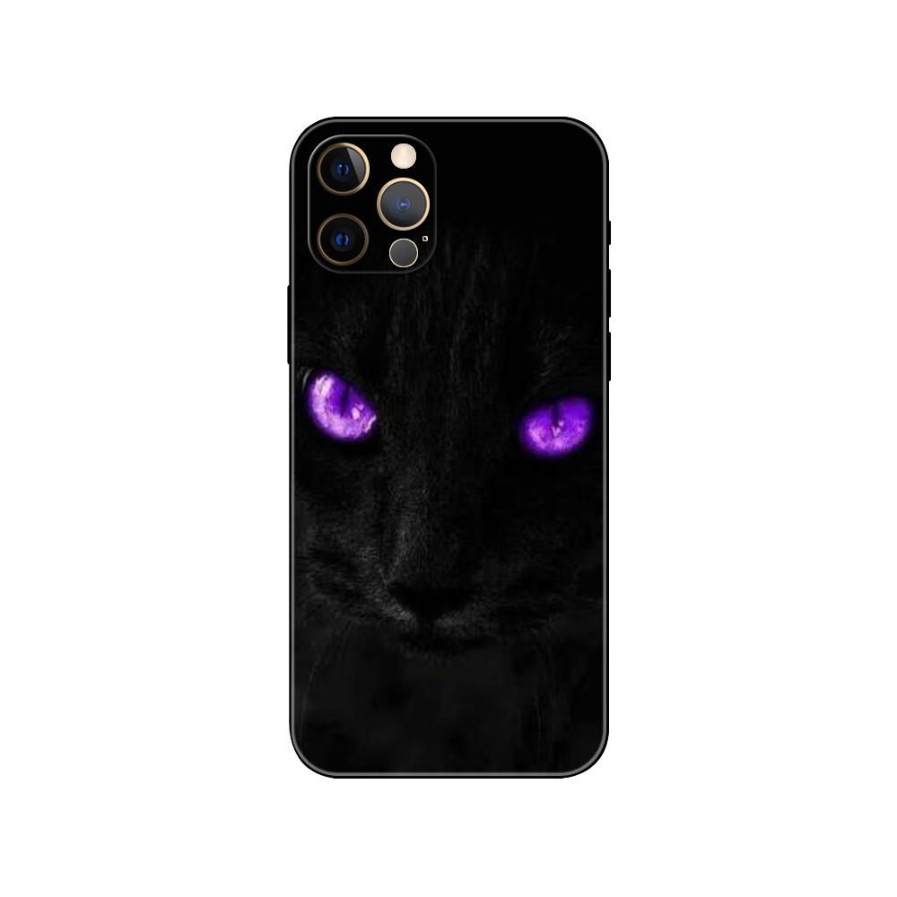 Cat Staring Eye Phone Case for Iphone 5 5s 2020se 6 6s 7 8 Plus X 10 XR XS 11 12 13 Mini Pro MAX Black Tpu Back Cover