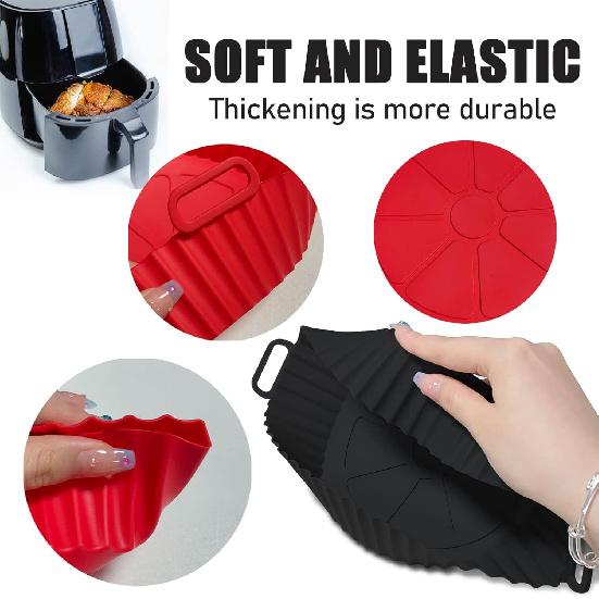 Air Fryer Silicone Liners Pot,8 inch Air Fryer Basket Liners, Silicone Baking Tray Pots for 3 to 5 Qt for Air fryer Oven Reble Baking Tray Oven