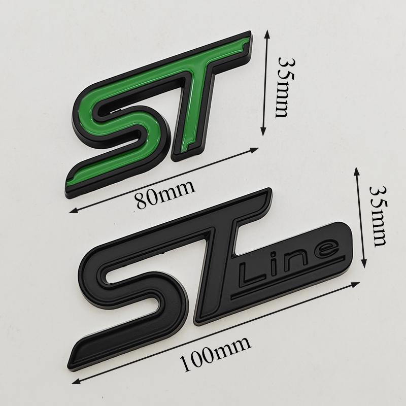 3D Metal Car Stickers STLine ST Logo Front Grille Fender Side Badge Rear Trunk Emblem For Ford Focus Mondeo Explorer Fiesta Edge QY2