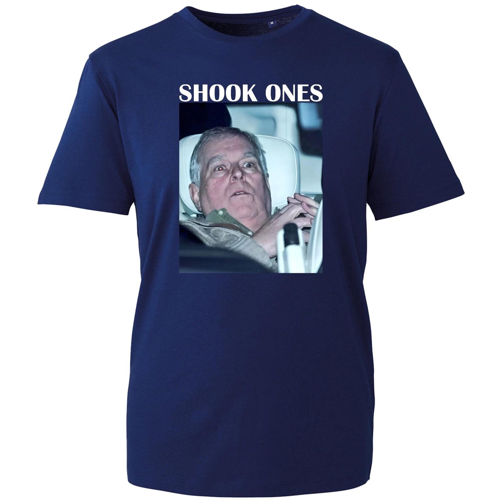 Prince Andrew Shook Ones Mens Unisex T-Shirt Funny Anti Royal Family Meme Top 4XL