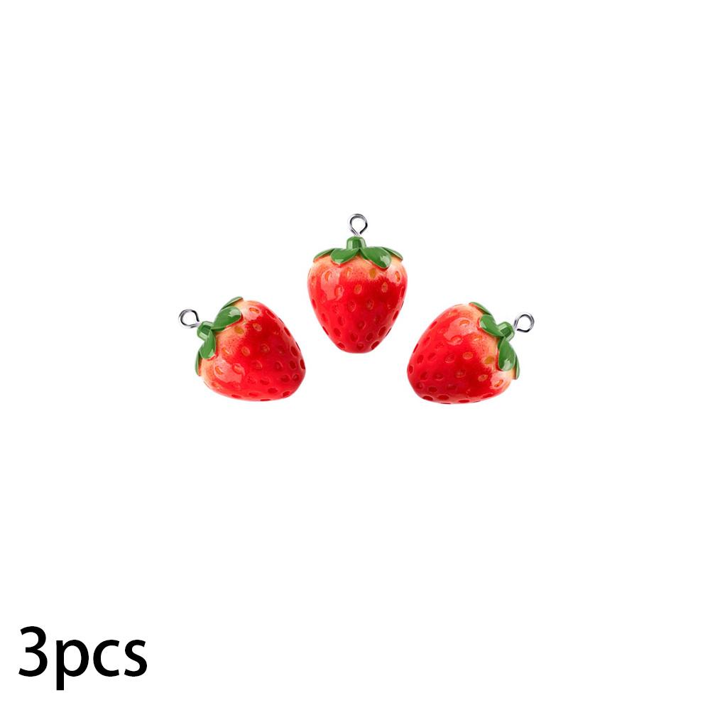 3/5/8pcs Red Strawberry Pendant Plant Series Resin Pendant, DIY Summer Beach Foot Chain Bracelet Earrings
