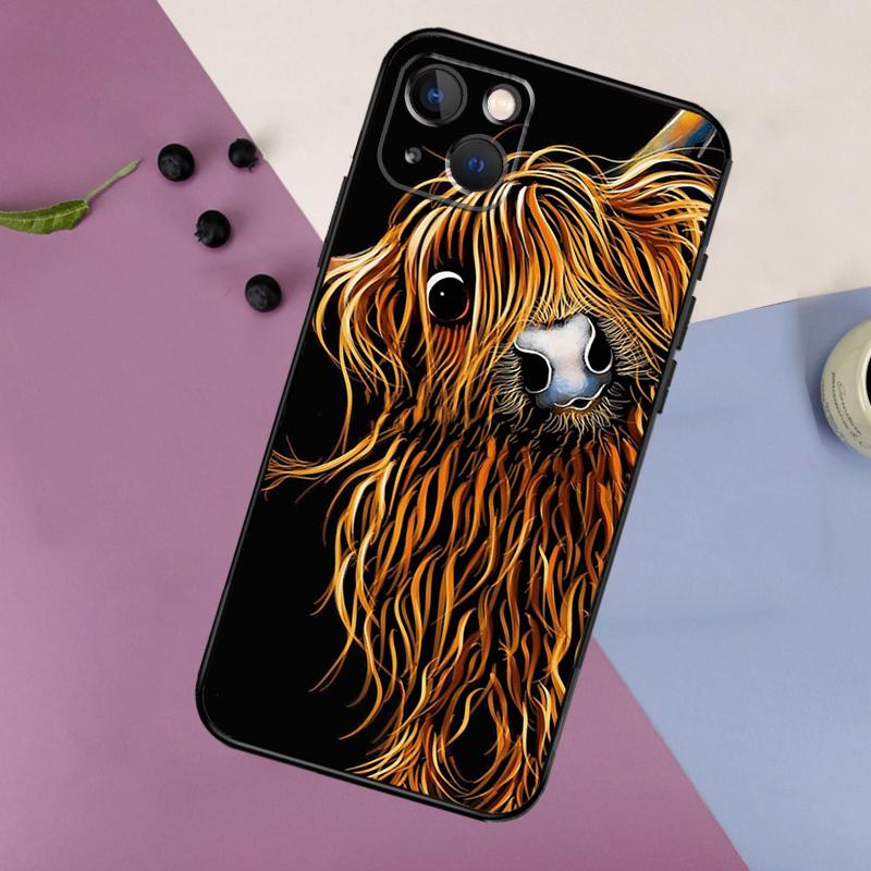 Highland Cows Phone Case For iPhone 11 12 13 14 16 15 Pro Max Mini 7 8 Plus X XR XS Max Bumper Cases Cover