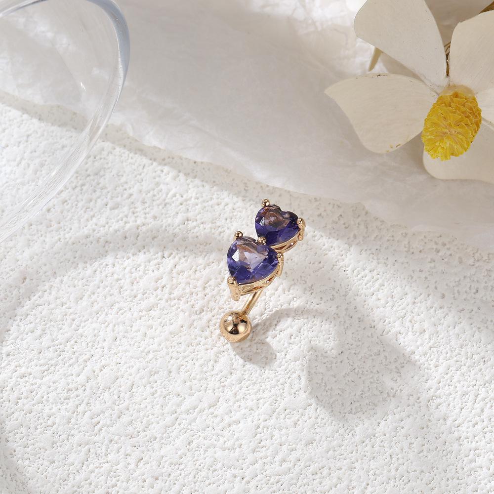 Beliebtes Doppelherz Strass Bauchnabelpiercing - Europäischer & Amerikanischer Stil