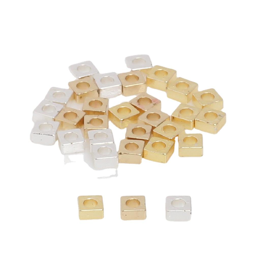 14k Gold Plated Cubic Necklace Findings Gasket Copper Brass Mini Simple square 3mm Bracelet Making Accessories Jewelry Connector